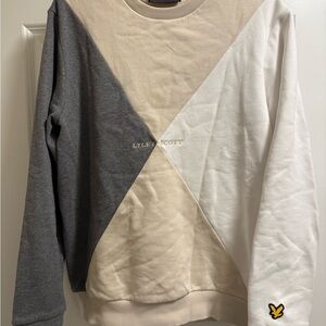 Lyle & Scott Gray, Cream, and White Sweater